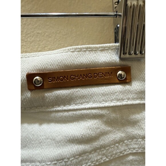 Simon Chang Denim Womens White Rhinestone Hem Ankle Jeans Size 12 Style 6654 - Picture 6 of 11